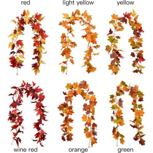 180cm Artificial Maple Leaf Berries Sunflower Pumpkin Garland Hanging Vine Decoration Autumn Fall Wedding Party Thanksg