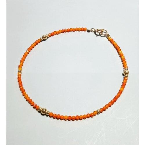 Lii Ji Tiny Orange Zircon 925 Sterling Silver Gold color Delicated Bracelet For Women Children