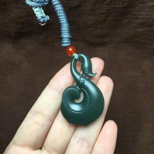 J31#Hetian jade green jade wishful pendant, fine texture