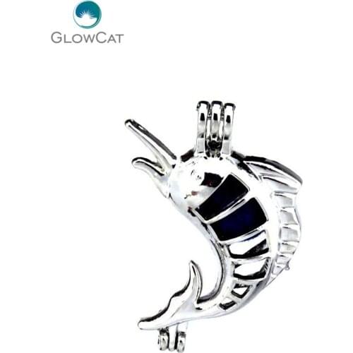 K203 5pcs/lot Narwhale Pearl Cage -Silver Dolphin Locket Pendant Fairytale Party Essential Oil Diffuser