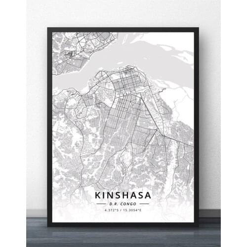 Kinshasa DR Congo Map Poster