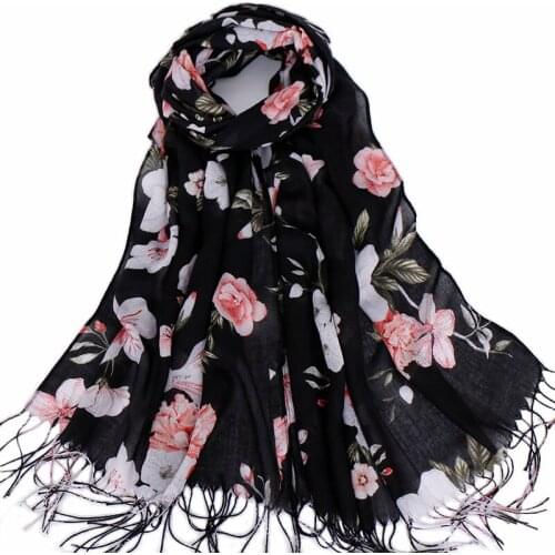 Tassels hijab scarf printe floral shawls muslim hijab scarves viscose wraps fashion Islamic headband turbans scarves 10pcs/lot