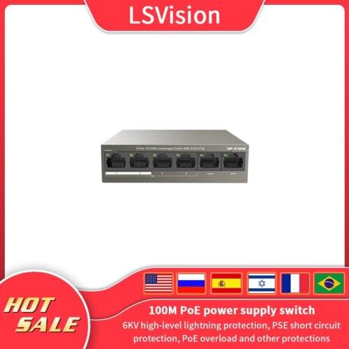 LSVision F1106P-4-63W 4 POE Switch Ethernet Port 2 Uplink Port IEEE 802.3 10/100Mbps For IP Camera/Wireless AP/Security CCTV