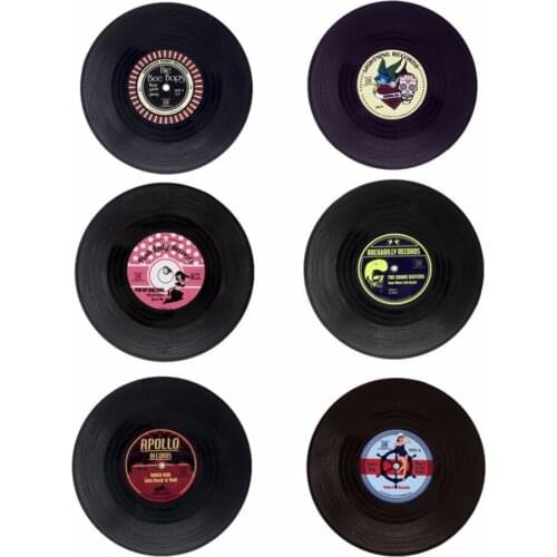 Creative Black Rubber Coaster Retro Vintage CD Record Coaster MINI Home Decoration Accessories Anti-Scalding Non-Slip Mat