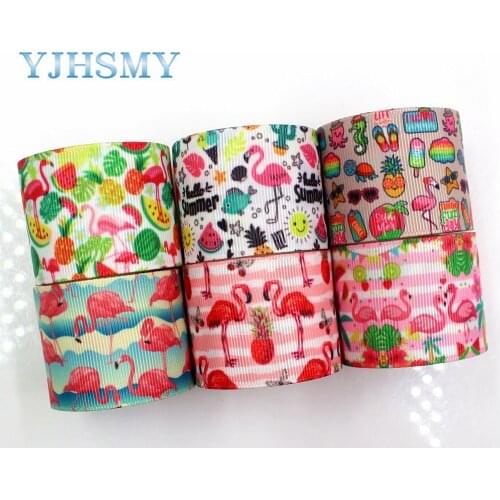 YJHSMY G-18801-735,38 mm 5 Yards Flamingo Printed grosgrain ribbons,DIY handmade Hair accessories Material wedding gift wrap