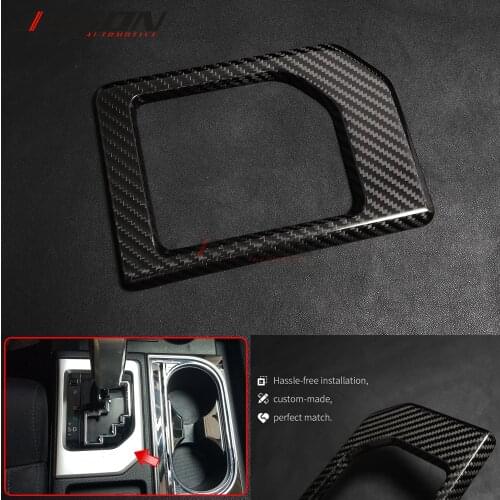 LHD Real Dry Carbon Fiber For Toyota Tundra 2014-2019 Car Accessories Central Console Gear Shift Knob Panel Frame Trim
