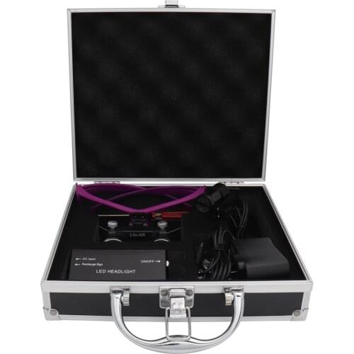 3.5x420mm Purple Dental Loupe Magnification Binocular Dental Magnifier Surgery Surgical Magnifier 5W Headlight