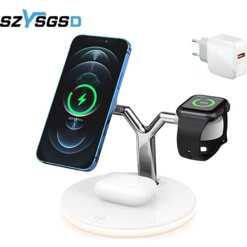 3 in 1 Magnetic Wireless Charger 15W Fast Charging Station for Magsafe iPhone 12 Pro Max Chargers for Apple Watch 6 Airpods pro
