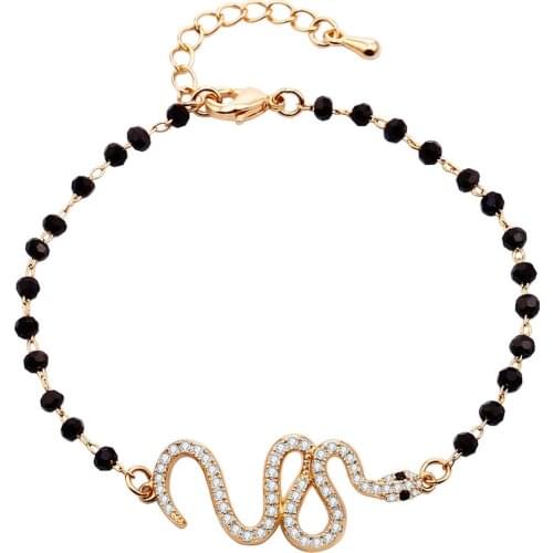 Small Black Beaded Chain Bracelet Girls Cubic Zircon Snake Charm Bracelet For Women Party Gift costume for wedding party Jewelry