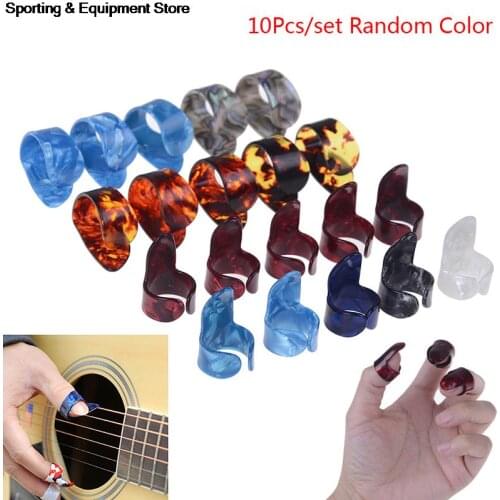 10pcs guitar thumb and index finger pick mediator cellul ul thumb finger pick random color guitar accessories