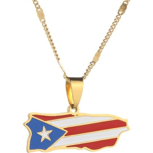 Trendy Enamel Puerto Rico Map Pendant Necklace for Women Puerto Ricans Map Charm Jewelry