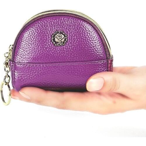 Fashion Women Coin Purse Small Genuine Leather Double Zipper Purse Wallet