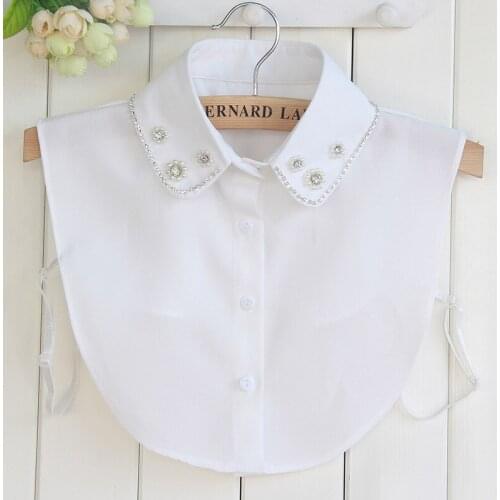 Fashion Womens False Fake Collar Tie Solid Chiffon Lapel Necklace Decoration Crochet Detachable Collar Female Shirt Collar