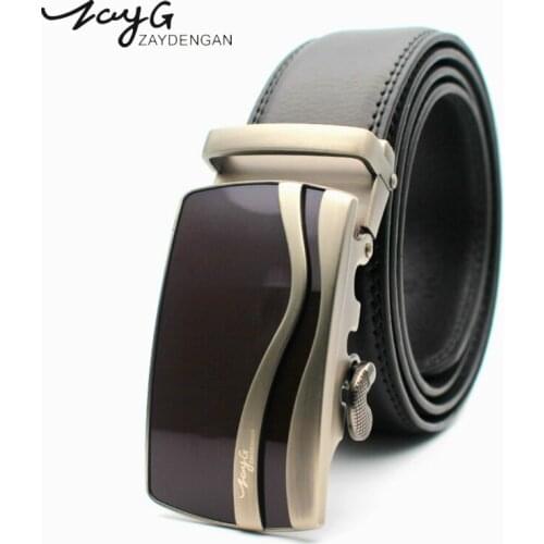 ZAYG Men Casual Metal Automatic Buckle Cowhide Leather luxury Belts Designer Business Men Alloy Buckle Belts Men Jeans Belts
