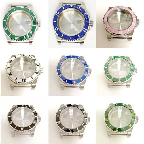 New Mans Watch Part Stainless Steel 41MM Black Cases For Automatic Movement Miyota 8215 ST16 Mingzhu 2813 Eta 2836 2824