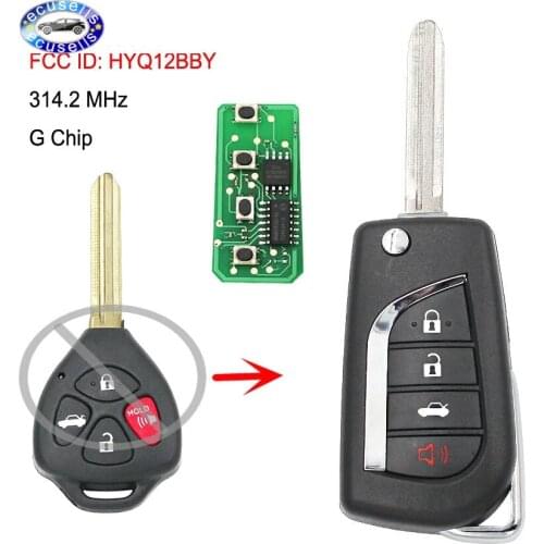 Upgrated 4 Button Flip Remote Key for Toyota Camry RV4 2007-2011 314MHZ with G Chip FCC ID: HYQ12BBY