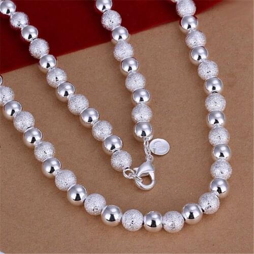 Wholesale high quality retro charm for women lady 8MM beads silver color Necklace Fashion Jewelry N086