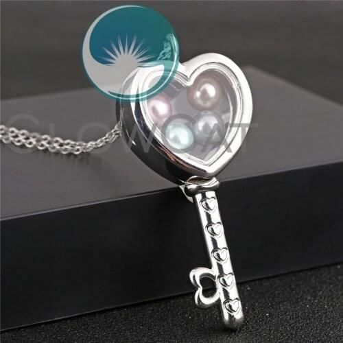 Heart Key Floating Locket Pendant Necklace Making Beads Magnetic Living Memory Fun Gift Jewelry Supplies