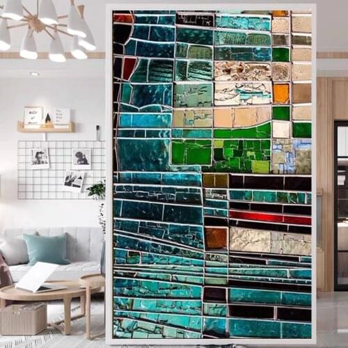 Custom Size Window Films Stained Glass Films Electrostatic Cling Frosted Opaque Church Home Foil Door Stickers Window Treatment