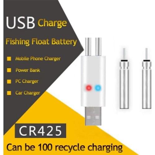 Fishing Float Rechargeable Battery CR425 USB Batteries Night Fishing Charger For Electronic Floats Tackles Tools Fast Charging