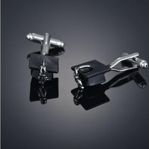 Luxury Metal Cufflink Unisex French Shirt Suit Trendy Black Hat Cufflinks Chain Design High Quality Men Shirt Gift Cuff Links
