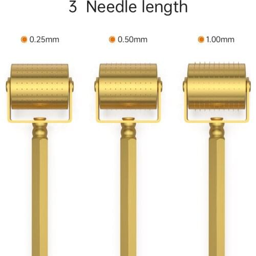 Deluxe new design golden derma roller 250 fine medical titanium gold micro needles dermaroller for beard growth and face care