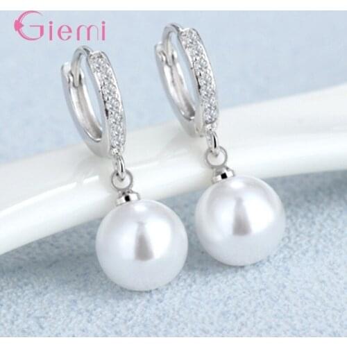 Super Nice Women Fashion Jewelry Genuine 925 Sterling Silver Dangle Earrings With Bright Freshwater Pendant For Young Lady