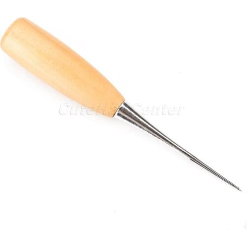 Sewing Awl Craft Punching Wooden Handle Stitching Scratch Tools Leather Paper Cloth Studs Punch Hole Cross Stitch Accessories
