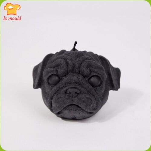 Pug dog head silicone mold soap fragrance wax shape candle mould