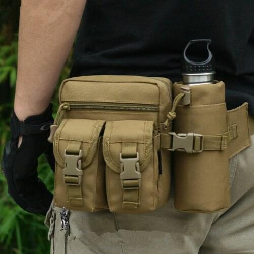 Tactical Men Waist Pack Fishing Hiking Water Bottle Phone Pouch Outdoor Sports Army Military Hunting Climbing Camping Belt Bag