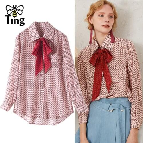 Tingfly 2021 Sweet Girl Blouse Shirt Women Bow Turn Down Collar Blouses Female Casual Spring Long Sleeve Shirt Pink Tops Design