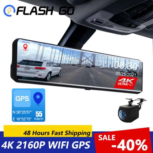 4K Video 12 Inch Rear View Mirror Recorder Dash Cam WIFI GPS Track Car DVR Sony IMX415 Ultra HD 3840*2160P Camera for Phone App