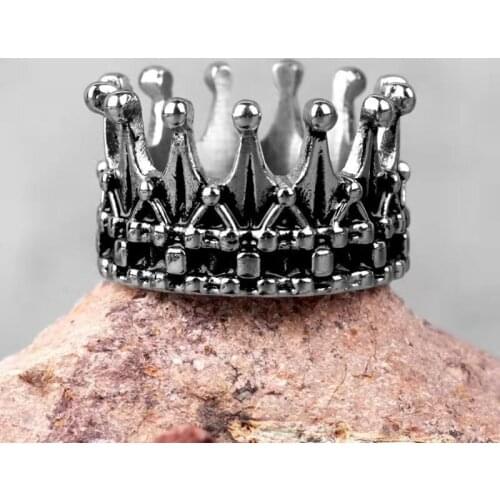 Vintage Mens Womens Stainless Steel Royal King Crown Ring Silver Retro Knight Cross Crown Rings Band Fashion Jewelry