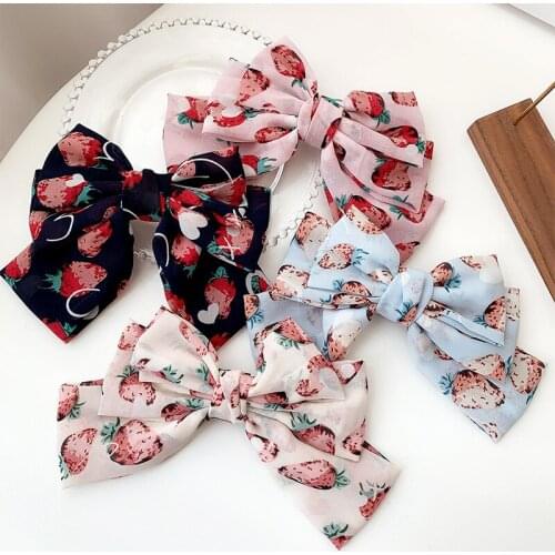 Fashion Strawberry Big Hair Bow Hair Clips Two Layer Butterfly Floral Hairpins Girls Kids Sweet Bowknot Vintage Hair Accessories