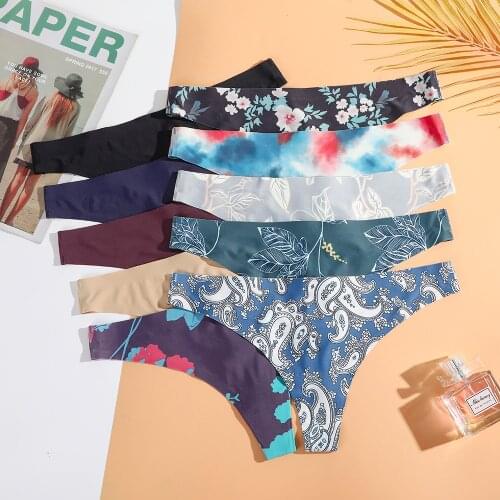 Printed Women‘s Thongs and G-String Seamless Panties for Women Sexy Lingerie Female Underwear Soft Mid-waist Underpants