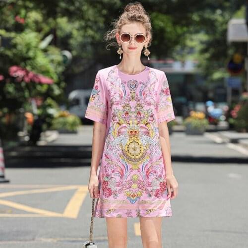 DIDABOLE Designer High Quality New Summer Women Mini Dress High Street Fashion Party Casual Vintage Elegant Diamond Print Dress