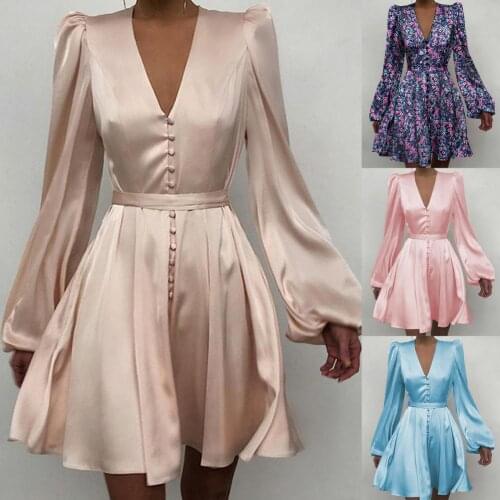 Elegant Women Dress mini dress summer popular Party Dress Vintage Loose Hem Mini V Neck Sleeveless Solid Color Dress for Dating