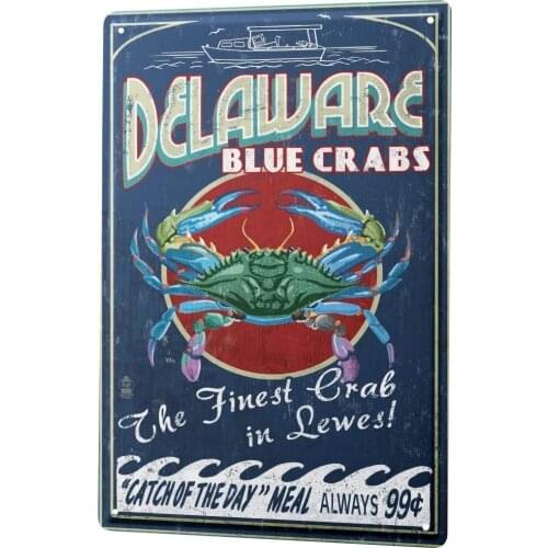SINCE 2004 Tin Sign Metal Plate Decorative Sign Home Decor Plaques Food Restaurant Crab Delaware