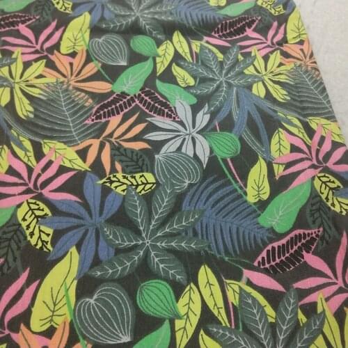 100% Cotton viaPhil Brand Colorful Forest Leaf Printed Fabric Leaves Fabric Patchwork Cloth Dress Home Decor