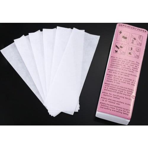 100 PCS Hair Removal Depilatory Nonwoven Epilator Wax Strip Paper Roll Waxing Beauty