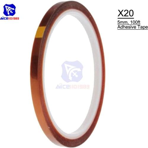 20pcs/lot High Temperature Resistant Tape Roll Gold 5mm 100ft Heat Resistant Adhesive Polyimide Insulation Thermal Tape For BGA