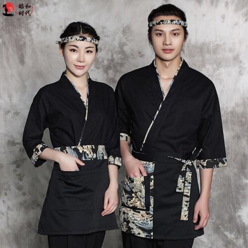 2019 Chef Uniforms Japanese Kimono Korean Style Sushi Work Clothes Restaurant Chef Service Kimono Chef service Kimono Work Wear