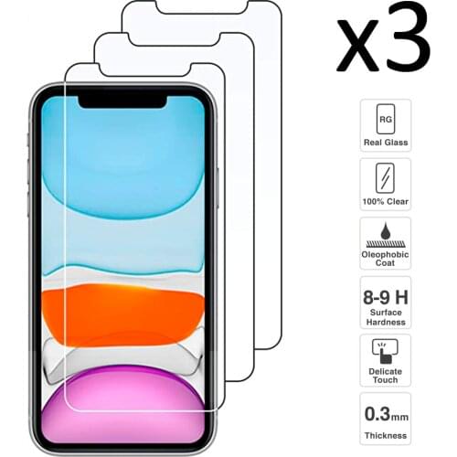 [3 PCs] iPhone 11, tempered glass screen Protector, transparent, anti-scratch, anti-shock