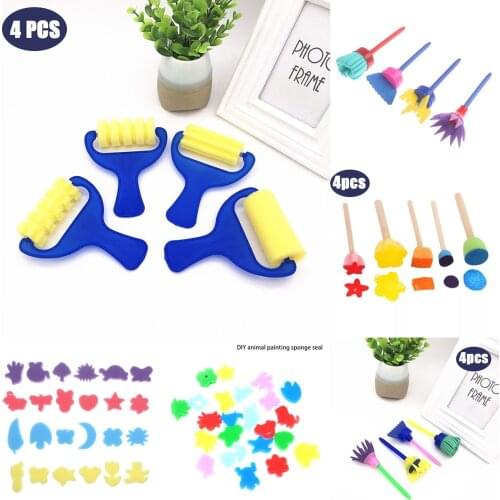 4/5/20pcs Creativity Kids Toddler Sponge Stamp Brush Kits Flower Drawing Toys For Children Paint Educational Art And Craft