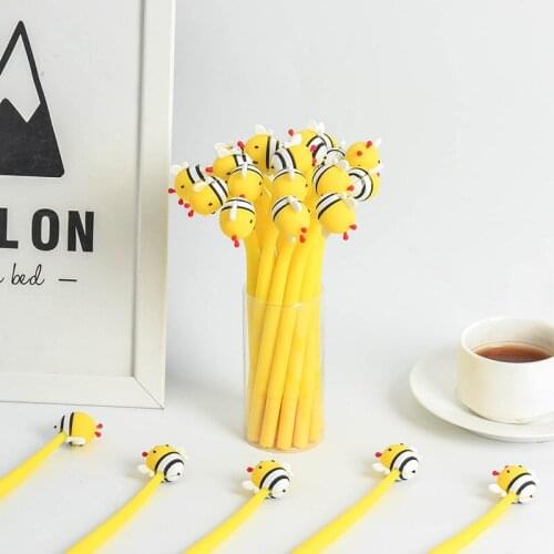 48 pcs/lot Creative Bee Bendable Gel Pen Cute 0.5 mm black Ink Signature Pens Promotional Gift Stationery School Supplies