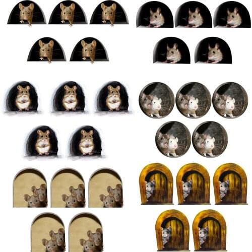 5PCS 3D Mouse Hole Wall Stickers For Kids Rooms House Anime Decals Vinyl Mural Art Home Decoration Vintage Poster