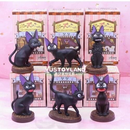 6pcs/set Jiji Kikis Delivery Service Kiki Black Cat Anime Animation Studio Hayao Miyazaki Figure Toys Collection Gift