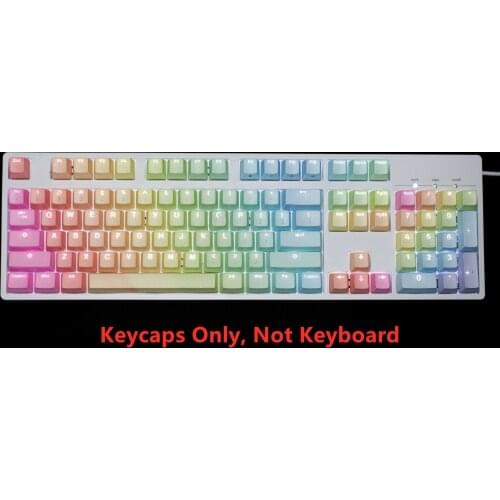 87/104 Keys Rainbow PBT Backlit Keycap Top Printed Keycaps OEM ANSI Key Cap for Cherry MX Mechanical Gaming Keyboard