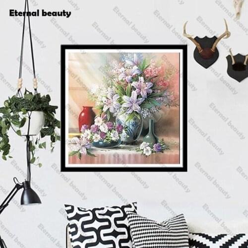 Diamond Mosaic Cross Stitch Flower Full Drill 5D Diamond Painting Wall Art Picture Rhinestone Embroidery Handmade for Home Decor