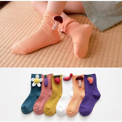 YWHUANSEN Children Autumn/Winter Korean version adorable decorative childrens cotton socks for baby girls flower socke